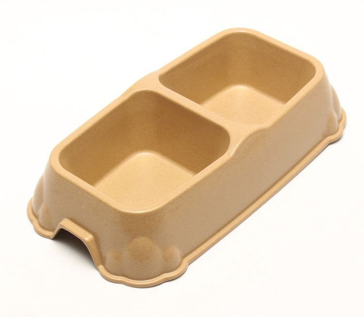 No Bend Double Bamboo Pet Bowl  Luxury Design 12x16.5x7 CM For Puppy