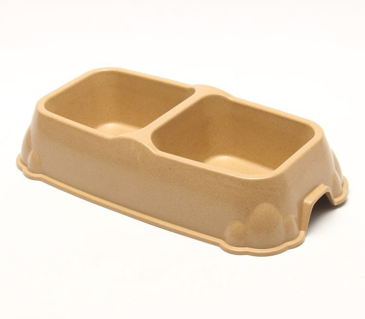 No Bend Double Bamboo Pet Bowl  Luxury Design 12x16.5x7 CM For Puppy