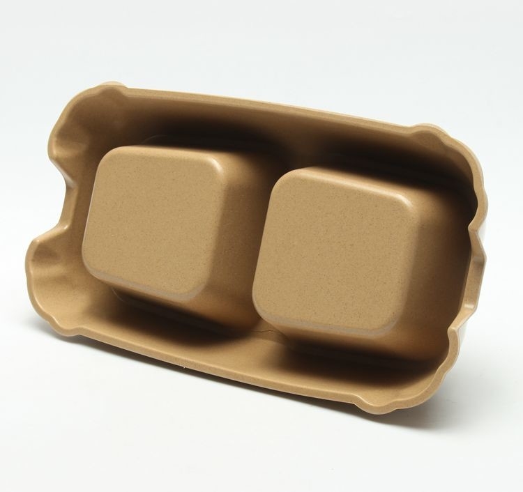 No Bend Double Bamboo Pet Bowl  Luxury Design 12x16.5x7 CM For Puppy