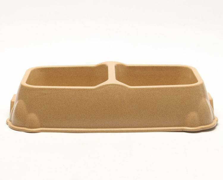 No Bend Double Bamboo Pet Bowl  Luxury Design 12x16.5x7 CM For Puppy