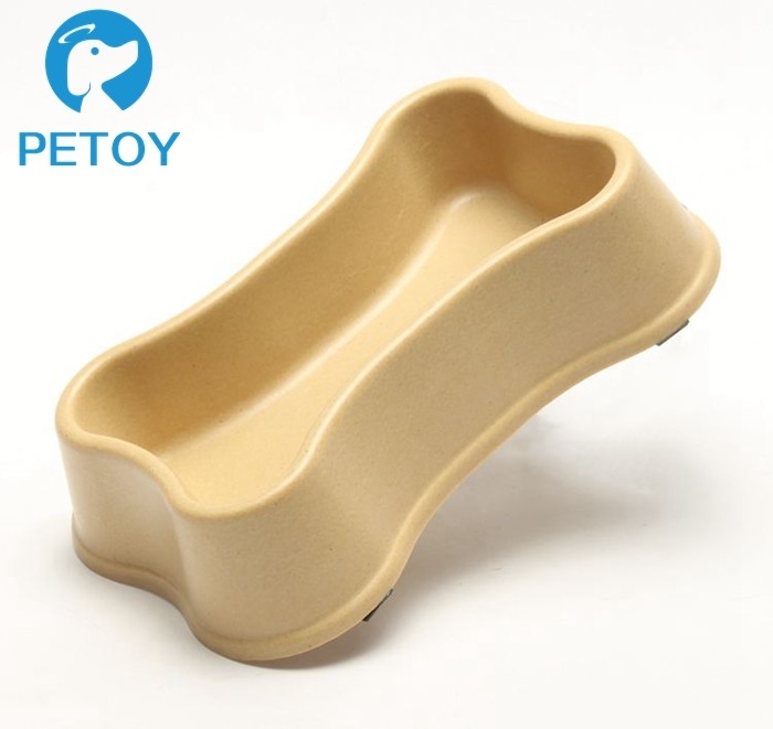 Bone Shape Bio Bamboo Cat Bowl Anti - Skid 20×12.5×4.3 Cm 150g Weight