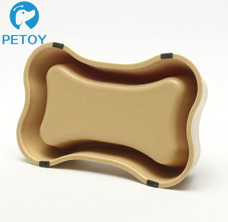 Bone Shape Bio Bamboo Cat Bowl Anti - Skid 20×12.5×4.3 Cm 150g Weight