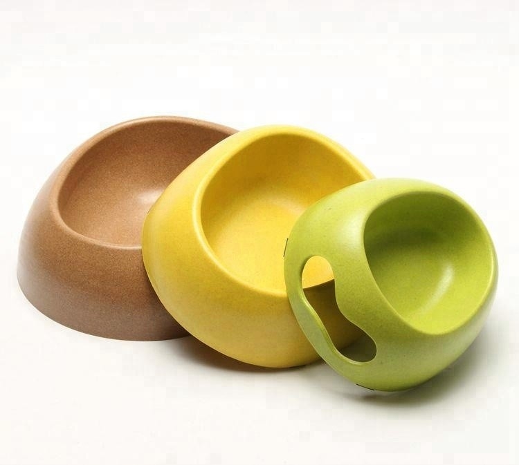 Biodegradable Bamboo Pet Bowl Feeders Environment Friendly Unique Design