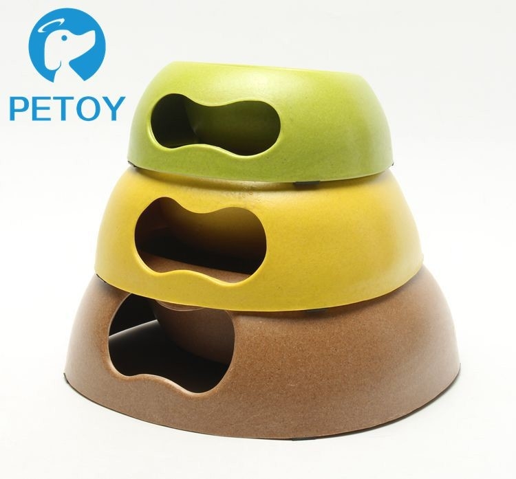 Biodegradable Bamboo Pet Bowl Feeders Environment Friendly Unique Design