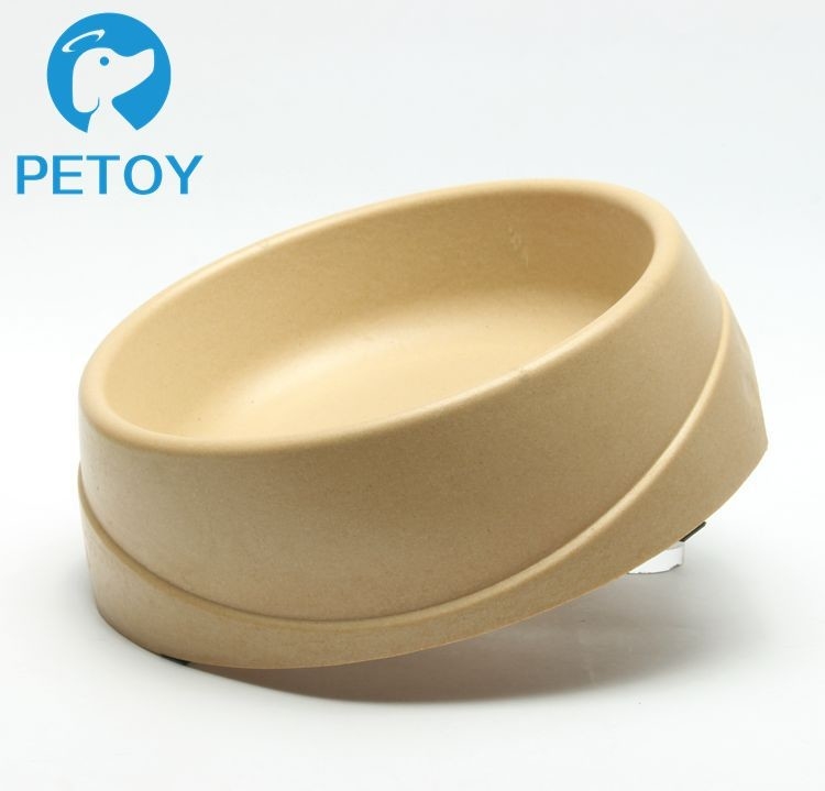 Round Non Slip  Bamboo Dog Bowl Feeder Customized Color 335g Weight