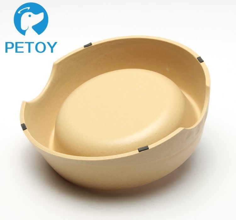 Round Non Slip  Bamboo Dog Bowl Feeder Customized Color 335g Weight